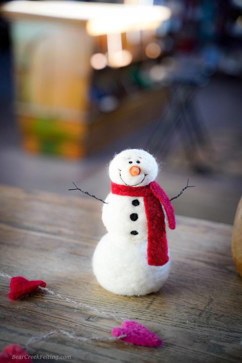 Snowman DIY Kit Needle Felting Kit Snowman Kit Christmas Kit Make Your Own Christmas Decoration Craft Kit Christmas Craft image 1