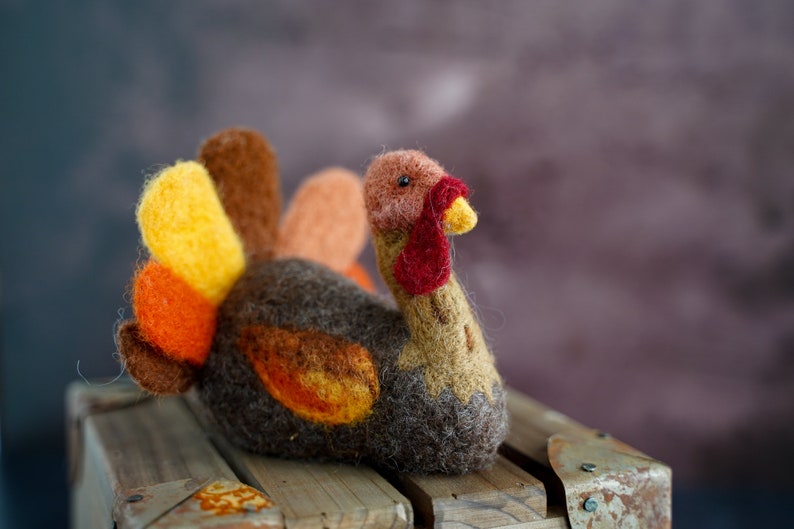 Turkey Needle Felting Kit Thanksgiving Kit Advanced Beginner DIY Craft Kit DIY Kit Starter Kit Thanksgiving Decor Felting Wool image 10