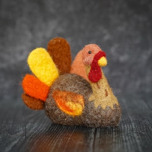 Turkey Needle Felting Kit Thanksgiving Kit Advanced Beginner DIY Craft Kit DIY Kit Starter Kit Thanksgiving Decor Felting Wool No needles & cushion