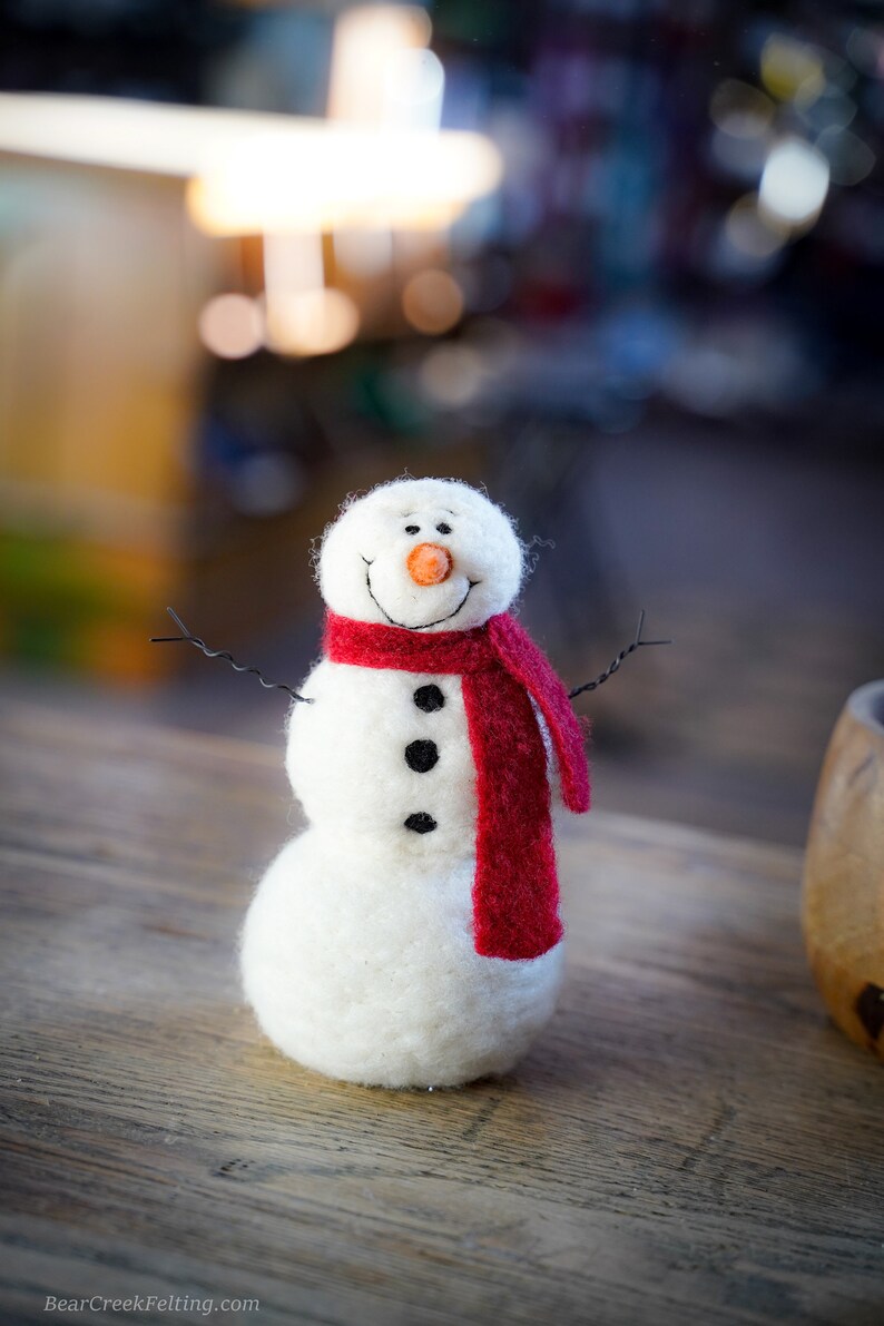Snowman DIY Kit Needle Felting Kit Snowman Kit Christmas Etsy