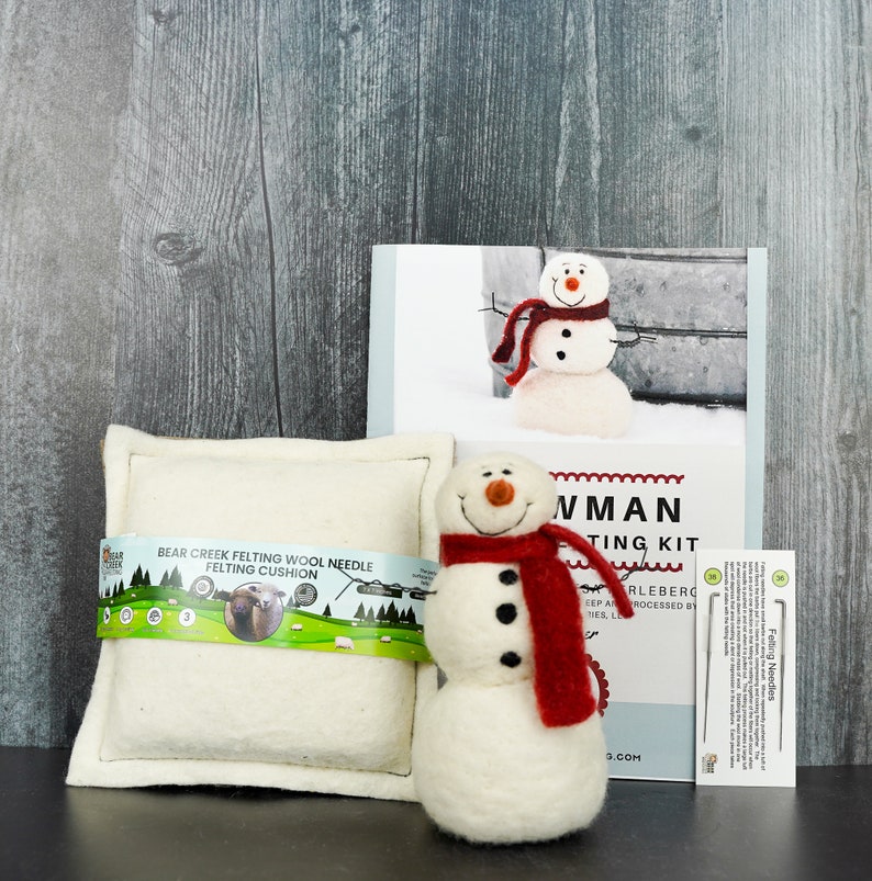 Snowman DIY Kit Needle Felting Kit Snowman Kit Christmas Kit Make Your Own Christmas Decoration Craft Kit Christmas Craft image 8