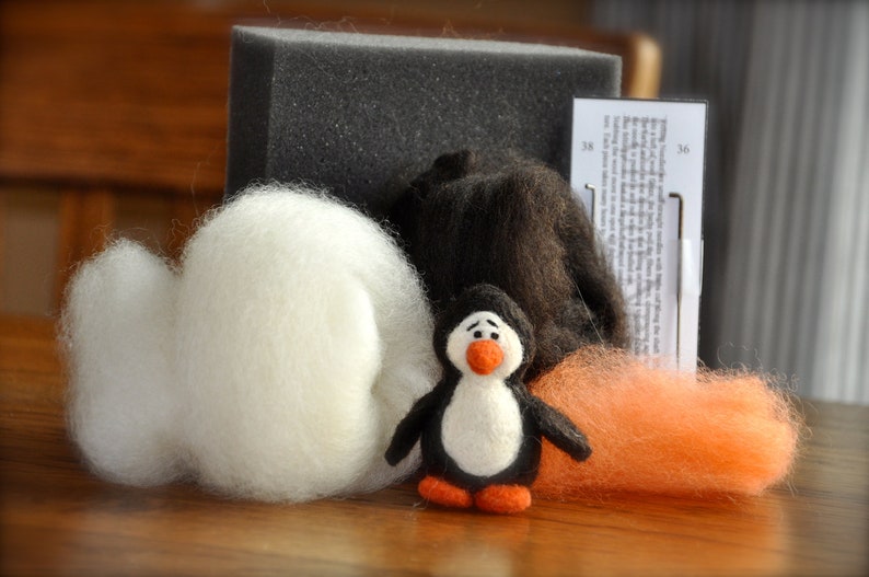 Penguin Felting Kit Needle Felting Kit DIY Kit Craft Kit Felting Supplies DIY Craft Kit Starter Kit Needle Felted Beginner image 4