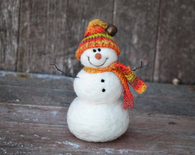 Snowmen Solid Wool Needle Felted Snowman 519 Etsy