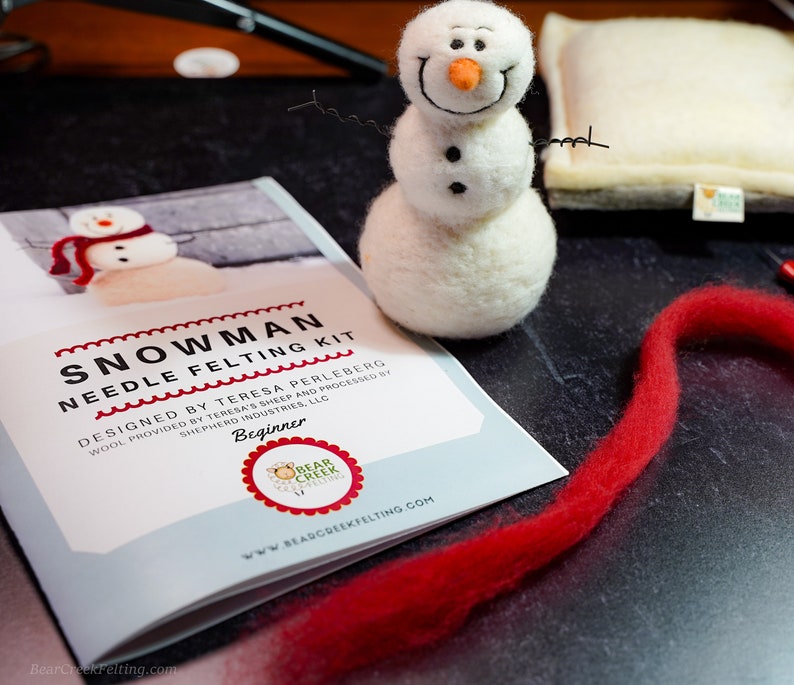 Snowman DIY Kit Needle Felting Kit Snowman Kit Christmas Kit Make Your Own Christmas Decoration Craft Kit Christmas Craft image 4