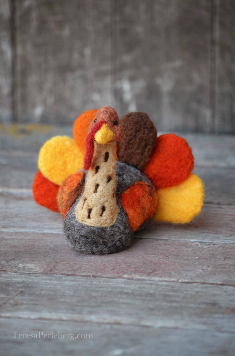 Turkey Needle Felting Kit Thanksgiving Kit Advanced Beginner DIY Craft Kit DIY Kit Starter Kit Thanksgiving Decor Felting Wool image 4