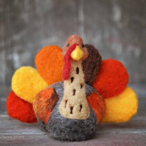 Turkey Needle Felting Kit Thanksgiving Kit Advanced Beginner DIY Craft Kit DIY Kit Starter Kit Thanksgiving Decor Felting Wool image 1