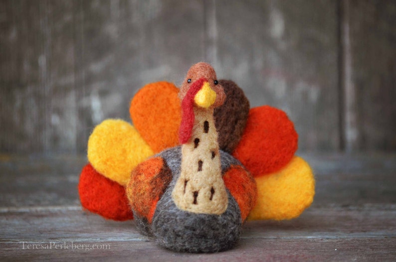 Turkey Needle Felting Kit Thanksgiving Kit Advanced Beginner DIY Craft Kit DIY Kit Starter Kit Thanksgiving Decor Felting Wool image 1