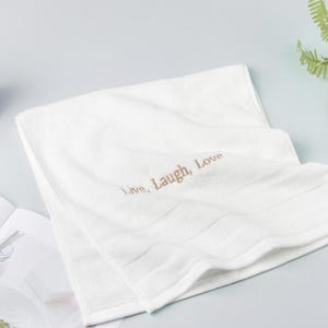 Personalized Embroidered Towel With Name, Custom Bath Towel, Towel With Heart, Text Bath Towel, Hand-Bath-Sauna Towel, Mother&#39;s Day Gift