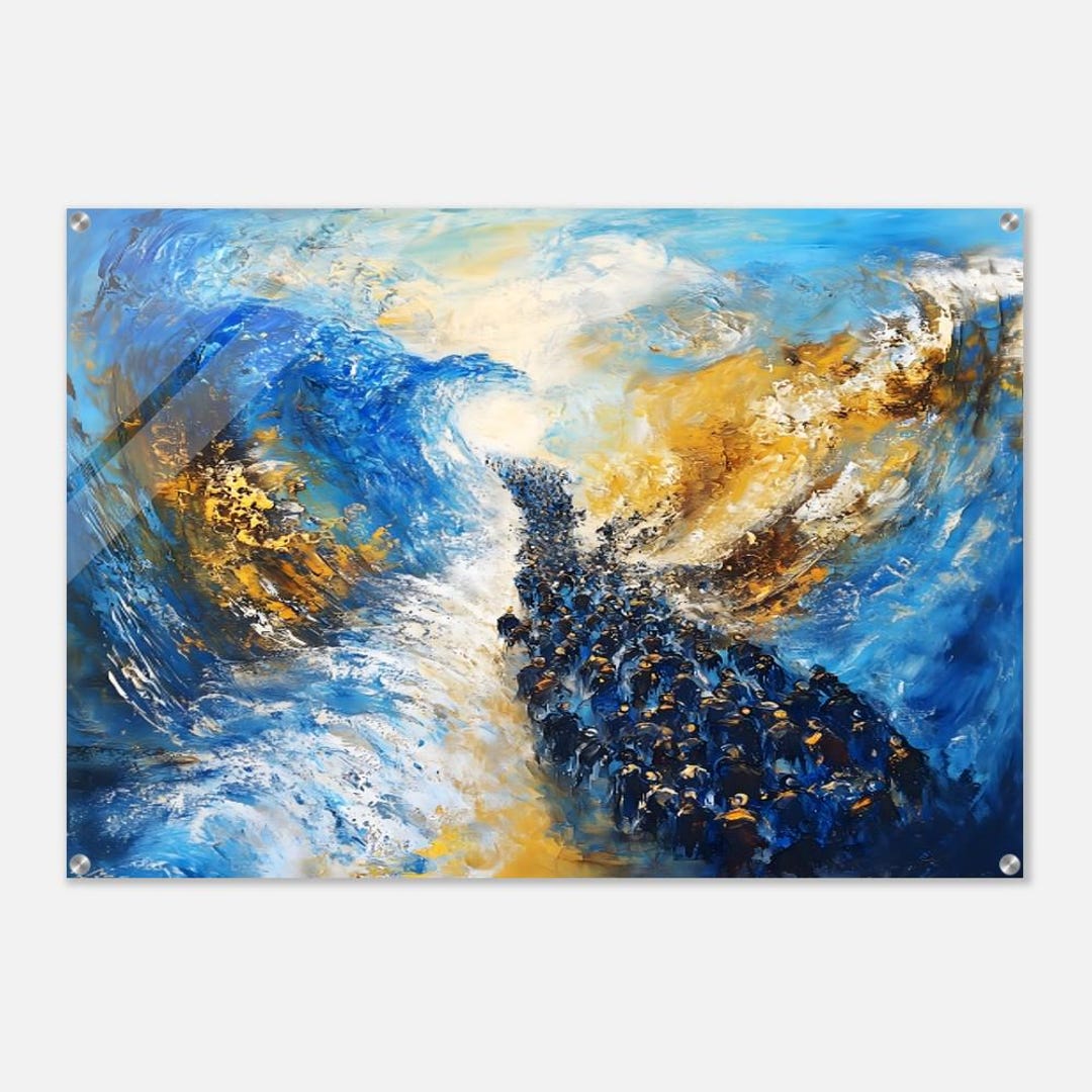 Splitting of the Red Sea (kriyas Yam Suf) Acrylic Judaica Wall Art