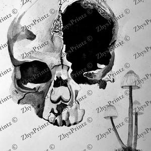 Original Watercolour Skull Art
