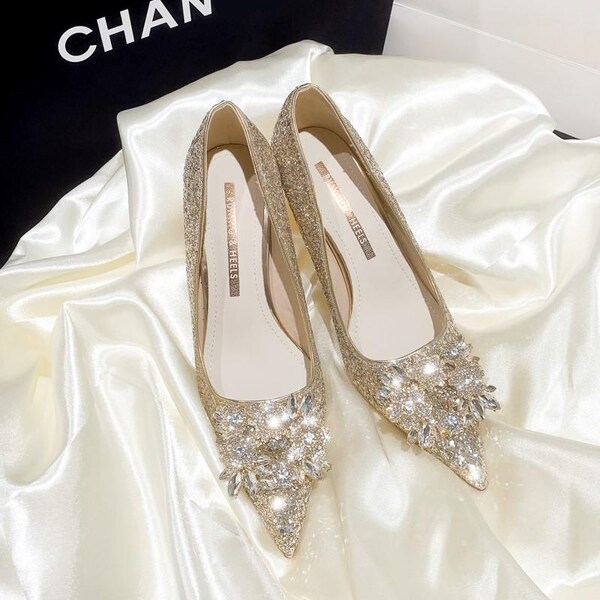 be mine bridal katy heeled shoes in silver glitter