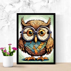 Quirky Owl with Glasses – Fun AI-Generated Digital Art