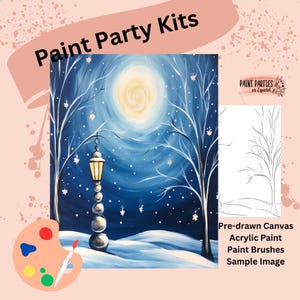 Kit di pittura con tela pre-disegnata - Set di colori acrilici fai da te per feste di pittura e sorseggiamenti, compleanni, serate tra ragazze, divertimento in famiglia, attività per adulti e bambini