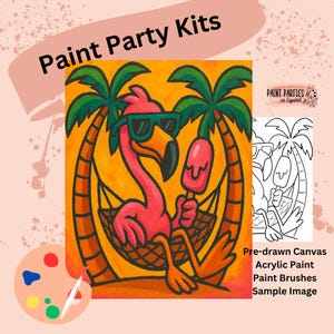 Kit di pittura con tela pre-disegnata - Set di colori acrilici fai da te per feste di pittura e sorseggiamenti, compleanni, serate tra ragazze, divertimento in famiglia, attività per adulti e bambini