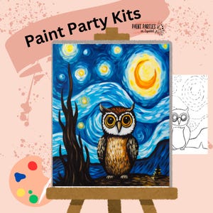DIY Paint Party Kit Paint Kit Gift Idea Canvas Pre Drawn Outline At Home Paint & SIP Adult Paint Party Pre Sketched Canvas for Kid or Teens