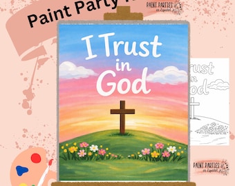 Christian Faith Painting DIY Paint Kit with Pre-Drawn Canvas Praise and Paint Party