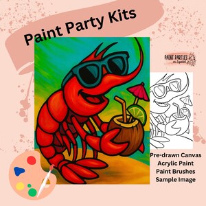 Kit di pittura con tela pre-disegnata - Set di colori acrilici fai da te per feste di pittura e sorseggiamenti, compleanni, serate tra ragazze, divertimento in famiglia, attività per adulti e bambini