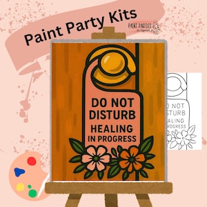 Kit di pittura e sorseggiamenti "Affirmation" per dipingere la tua tela pre-disegnata fai da te, feste di compleanno, serate tra ragazze, serate in famiglia, attività per adulti e bambini