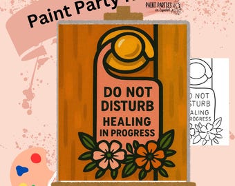 DIY Affirmation Paint and Sip Kit: Pre-Drawn Canvas, Acrylics, Brushes