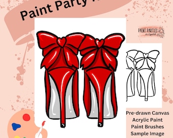 DIY Heels Paint Party Kit: Pre-Drawn Canvas, Acrylic Paints