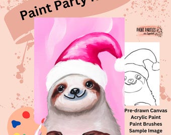 DIY Faultier Paint Party Kit: Leinwand vorgezeichnet, Acrylfarben