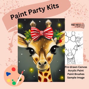 DIY Paint Party Kit Paint Kit Gift Idea Canvas Pre Drawn Outline At Home Paint & SIP Adult Paint Party Pre Sketched Canvas for Kid or Teens