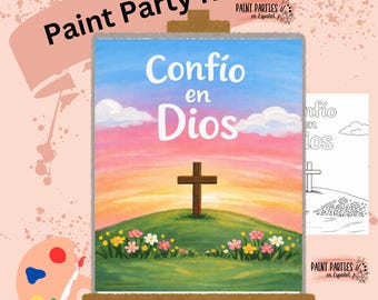 Christian Faith Painting DIY Paint Kit with Pre-Drawn Canvas Praise and Paint Party Spanish