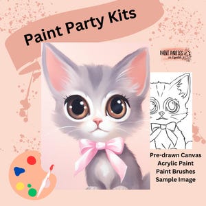 DIY Cat Paint Party Kit: Pre-Drawn Canvas, Acrylic Paints