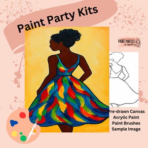 Kit di pittura con tela pre-disegnata - Set di colori acrilici fai da te per feste di pittura e sorseggiamenti, compleanni, serate tra ragazze, divertimento in famiglia, attività per adulti e bambini