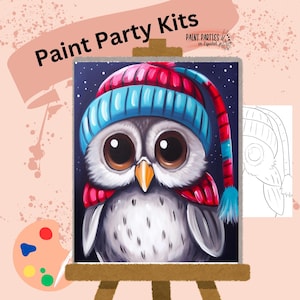 Kit di pittura con tela pre-disegnata - Set di colori acrilici fai da te per feste di pittura e sorseggiamenti, compleanni, serate tra ragazze, divertimento in famiglia, adulti, attività di coppia