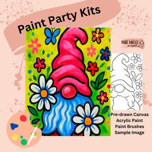 Paint Kit with Pre-Drawn Canvas – DIY Acrylic Set for Paint and Sip Parties, Birthdays, Girls Night, Family Fun, Adults & Kids Activity