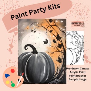 DIY Paint Party Kit Paint Kit Gift Idea Canvas Pre Drawn Outline At Home Paint & SIP Adult Paint Party Pre Sketched Canvas for Kid or Teens