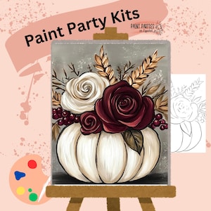 DIY Paint Party Kit Paint Kit Gift Idea Canvas Pre Drawn Outline At Home Paint & SIP Adult Paint Party Pre Sketched Canvas for Kid or Teens
