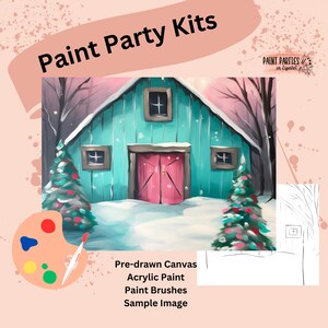 DIY Paint Party Kit Paint Kit Gift Idea Canvas Pre Drawn Outline At Home Paint & SIP Adult Paint Party Pre Sketched Canvas for Kid or Teens