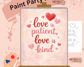 DIY Valentine Paint and Sip Party Kit Pre-Drawn Canvas