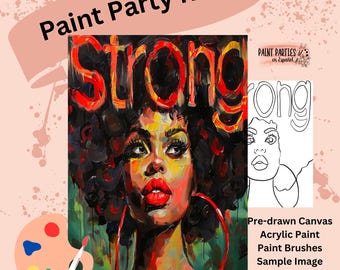 Juneteenth Paint Party Kit: Pre-Drawn Canvas, DIY Paint & Sip
