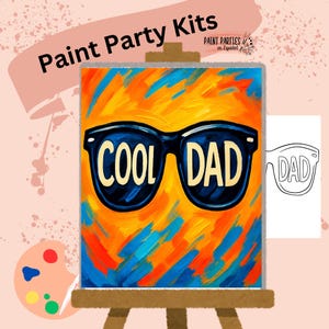 Kit acrilico per dipingere e sorseggiare la festa del papà, dipingi la tua tela pre-disegnata fai da te, feste di compleanno, serata tra ragazze, serata in famiglia per adulti e bambini