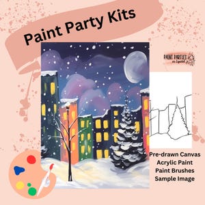DIY Paint Party Kit Paint Kit Gift Idea Canvas Pre Drawn Outline At Home Paint & SIP Adult Paint Party Pre Sketched Canvas for Kid or Teens