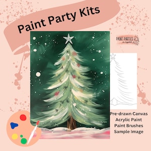 DIY Paint Party Kit Paint Kit Gift Idea Canvas Pre Drawn Outline At Home Paint & SIP Adult Paint Party Pre Sketched Canvas for Kid or Teens