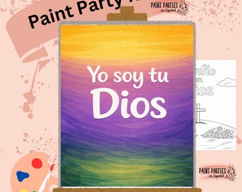 Christian Faith Painting DIY Paint Kit with Pre-Drawn Canvas Praise and Paint Party Spanish
