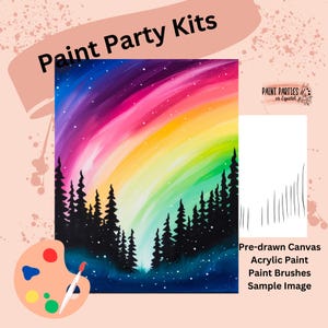 Kit di pittura con tela pre-disegnata - Set di colori acrilici fai da te per feste di pittura e sorseggiamenti, compleanni, serate tra ragazze, divertimento in famiglia, attività per adulti e bambini