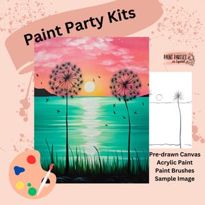Kit di pittura con tela pre-disegnata - Set di colori acrilici fai da te per feste di pittura e sorseggiamenti, compleanni, serate tra ragazze, divertimento in famiglia, attività per adulti e bambini