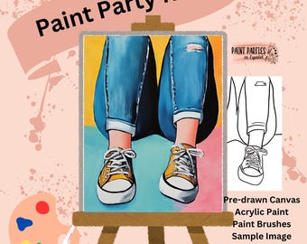 Paint and Sip Kit Pre-Drawn Canvas for All Ages, Gifts, Events and Creativity