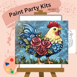 DIY Paint Party Kit Paint Kit Gift Idea Canvas Pre Drawn Outline At Home Paint & SIP Adult Paint Party Pre Sketched Canvas for Kid or Teens
