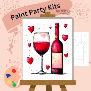 Kit di pittura con tela pre-disegnata - Set di colori acrilici fai da te per feste di pittura e sorseggiamenti, compleanni, serate tra ragazze, divertimento in famiglia, adulti, attività di coppia