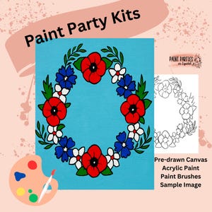 Kit di pittura con tela pre-disegnata - Set di colori acrilici fai da te per feste di pittura e sorseggiamenti, compleanni, serate tra ragazze, divertimento in famiglia, attività per adulti e bambini