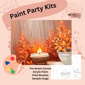DIY Paint Party Kit Paint Kit Gift Idea Canvas Pre Drawn Outline At Home Paint & SIP Adult Paint Party Pre Sketched Canvas for Kid or Teens
