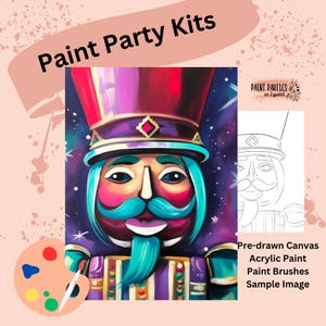 DIY Paint Party Kit Paint Kit Gift Idea Canvas Pre Drawn Outline At Home Paint & SIP Adult Paint Party Pre Sketched Canvas for Kid or Teens