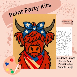 Kit di pittura con tela pre-disegnata - Set di colori acrilici fai da te per feste di pittura e sorseggiamenti, compleanni, serate tra ragazze, divertimento in famiglia, attività per adulti e bambini