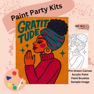 Kit di pittura con tela pre-disegnata - Set di colori acrilici fai da te per feste di pittura e sorseggiamenti, compleanni, serate tra ragazze, divertimento in famiglia, attività per adulti e bambini
